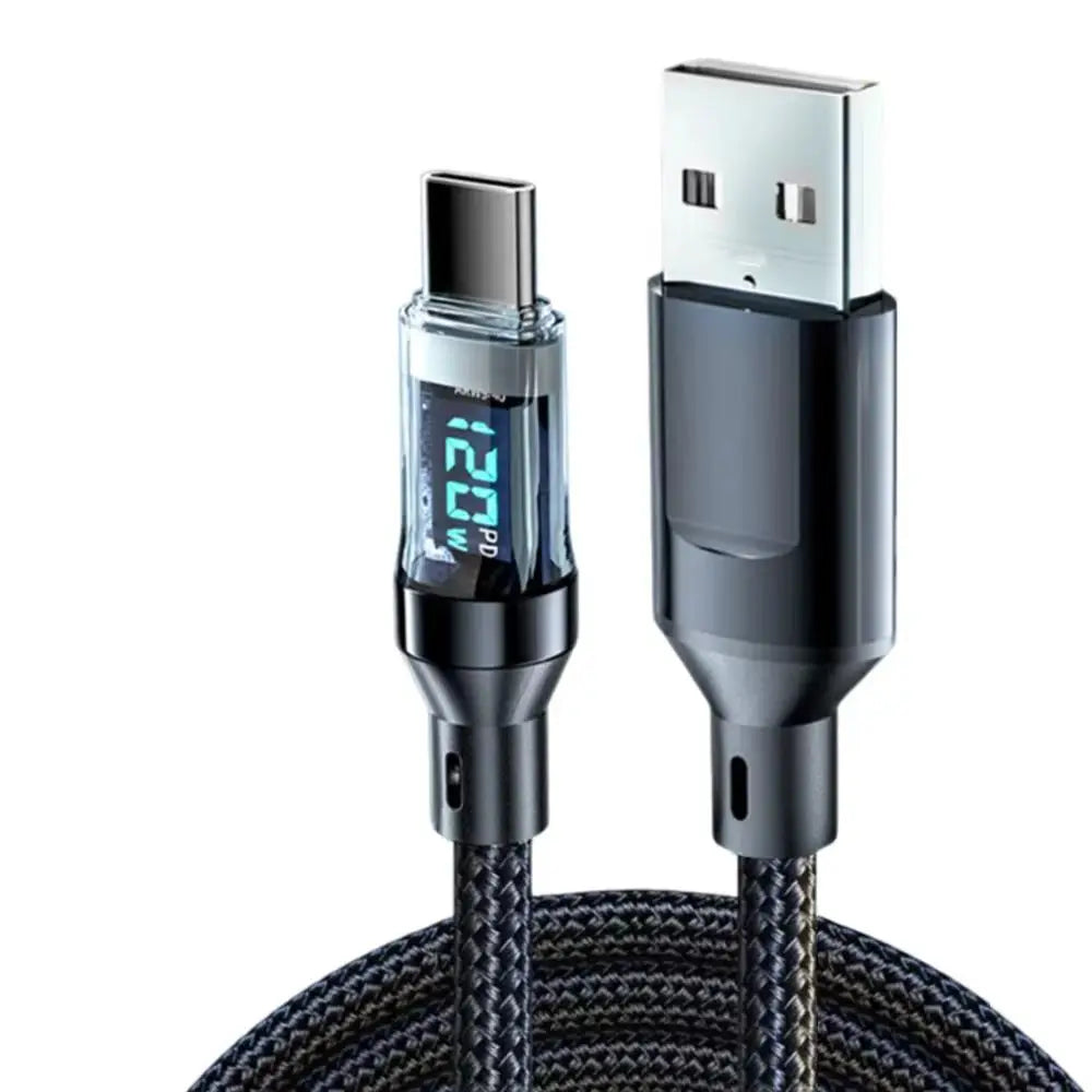 120W A-C and C-C Phone Super Fast Charging Cable with LED display screen, not compatible Xiaomi iPhone、 Samsung